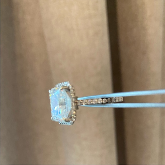 14k 5ct Radiant cut Moissanite and Diamond Ring - Picture 13 of 15